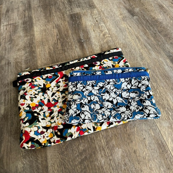 Carolina Herrera Two Pouch Set - Colorful Graphic Prints Nylon Washable Interior - Picture 1 of 7